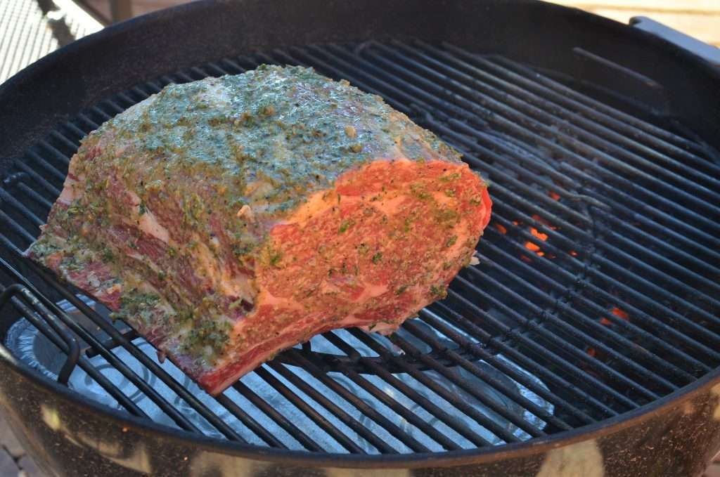 kettle smoked rib roast-on grill