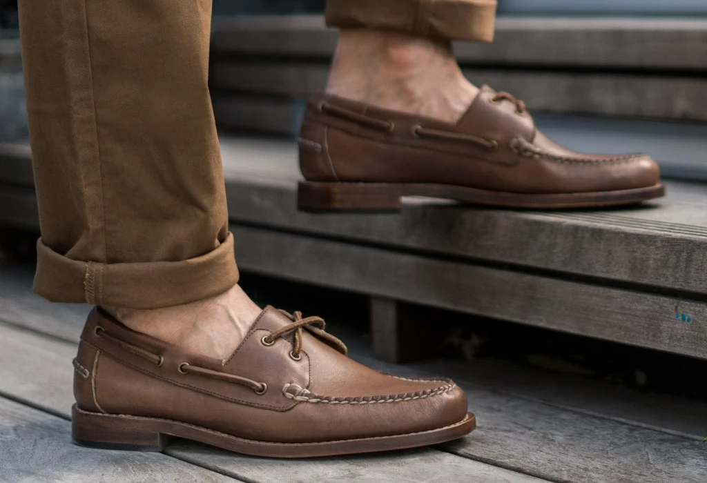 man in loafers without socks