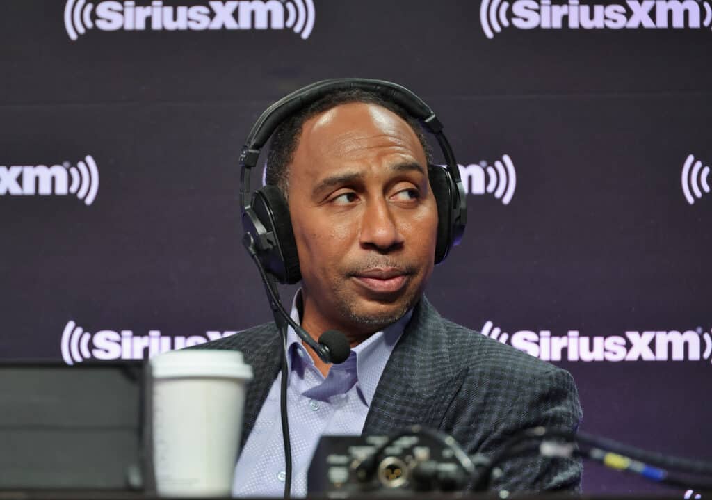 Stephen A. Smith attends SiriusXM At Super Bowl LVII on February 09, 2023 in Phoenix, Arizona