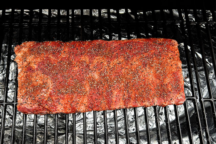 seasoned western carolina ribs in the smoker