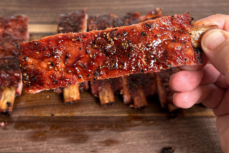 western carolina rib, sliced, looking down on it