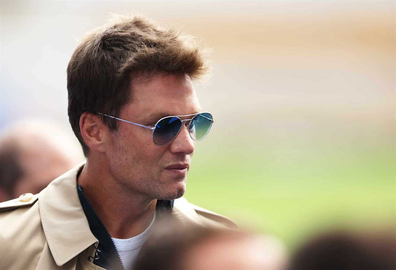 Tom Brady, Former NFL Quarterback looks on prior to the Sky Bet Championship match between Birmingham City and Leeds United at St Andrews (stadium) on August 12, 2023 in Birmingham, England.