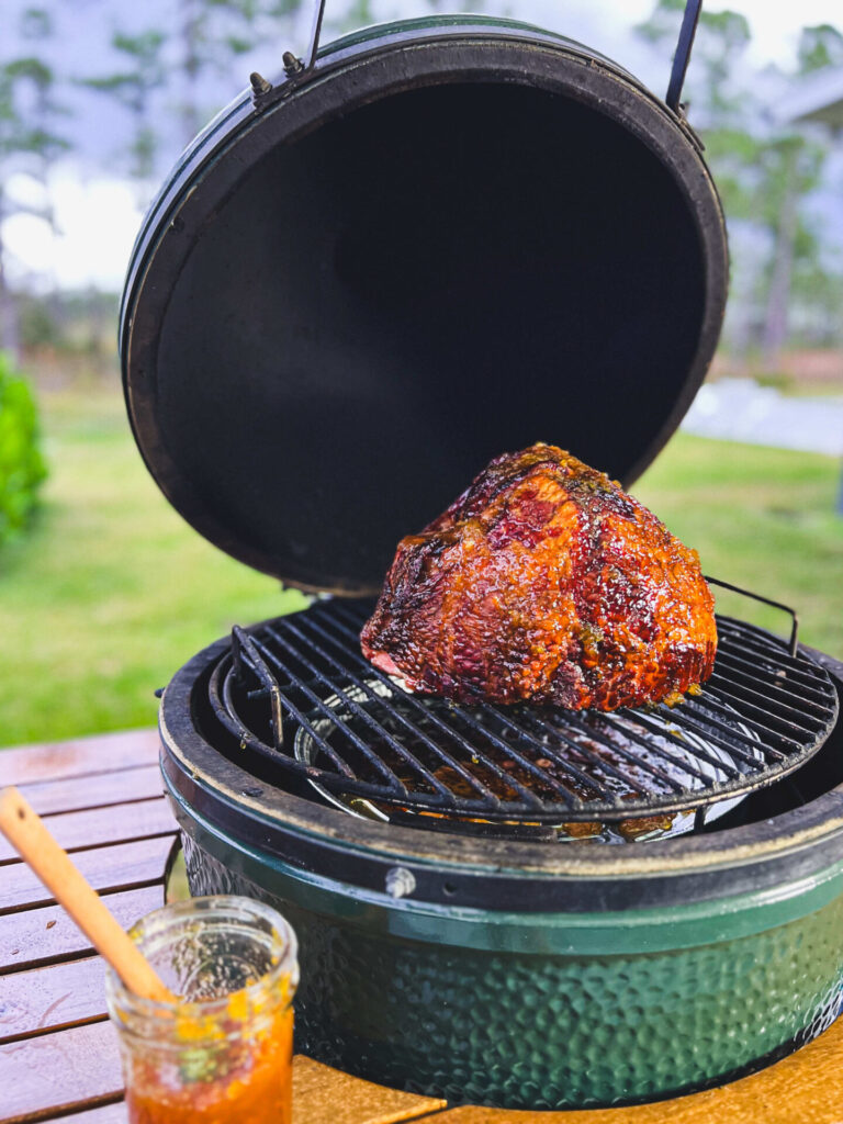 ham on the big green egg