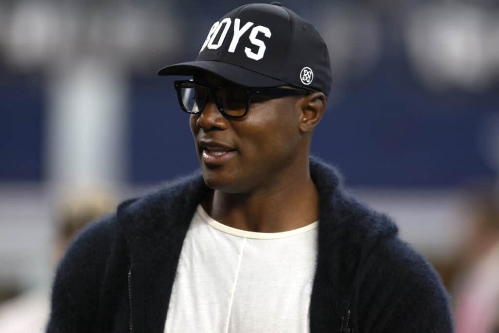 Former Dallas Cowboy DeMarcus Ware looks on prior to a game against the Houston Texans at AT&T Stadium on December 11, 2022 in Arlington, Texas.