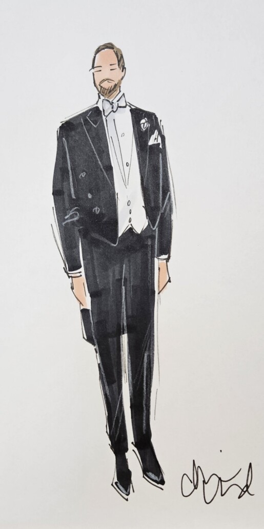 Illustration of a White Tie ensemble