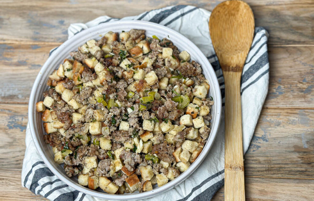 smoked sausage stuffing with herbs