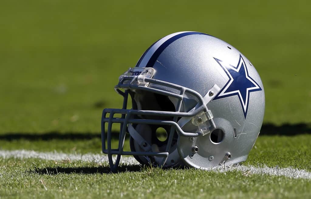 A helmet of the Dallas Cowboys during their game at Bank of America Stadium on October 21, 2012 in Charlotte, North Carolina.