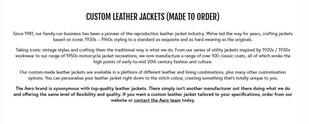 Aero Custom Leather Jacket MTM Program