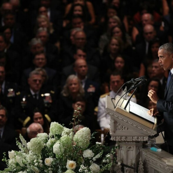 President Obama delivers a eulogy at John McCain's funeral