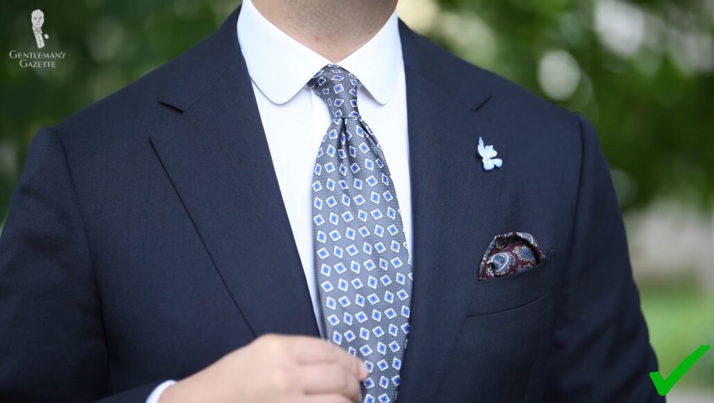 Battleship Gray Jacquard Woven Tie with Printed Light Blue and White Diamonds from Fort Belvedere