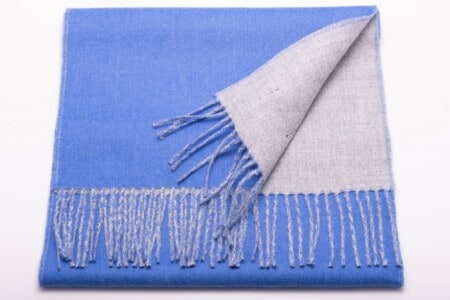 Alpaca Double Sided Scarf in Light Blue and Light Grey - Fort Belvedere