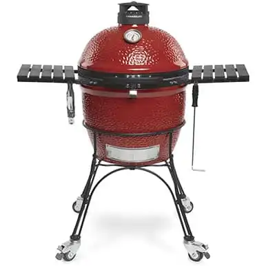 Kamado Joe Classic II 18 Inch Ceramic Outdoor Grill with Cast Iron Cart & Wheels