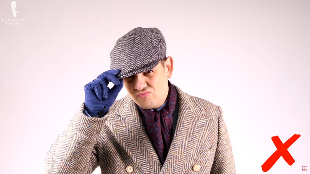 Photo of overly bold flat cap and jacket 