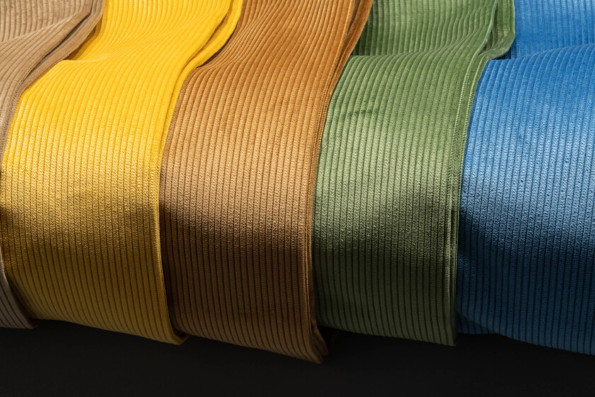 Photo of vibrant corduroy trousers