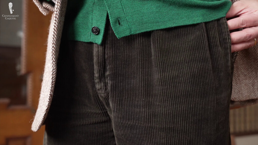 Corduroy pants shown on center screen