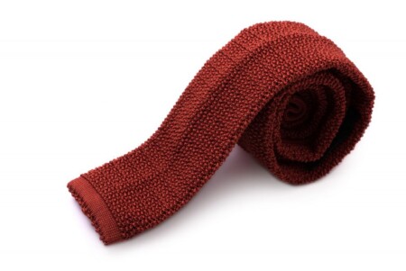 Knit Tie in Solid Rust Orange Silk - Fort Belvedere