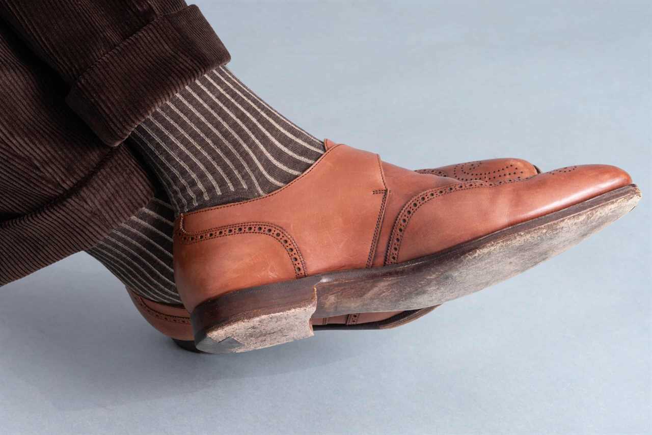 Photo of Dark brown corduroy with brown Fort Belvedere socks