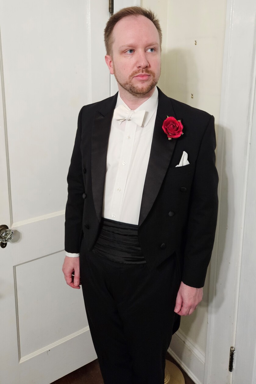 Photo of white tie ensemble with mistakes