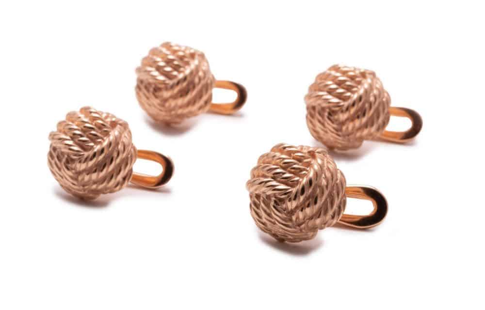 Rose Gold Shirt Studs Monkey Fist Sterling Silver 925 - Fort Belvedere