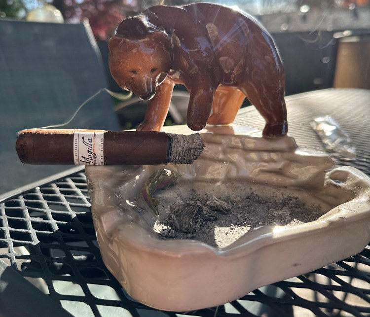 Megilla Habano Cigar Smoking On Bear Ashtray