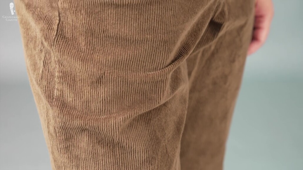 LL Bean corduroy showing wear.