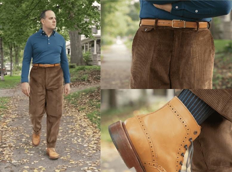 Raphael is looking dapper with his casual outfit featuring a Stancliffe corduroy together with outher Fort Belvedere products