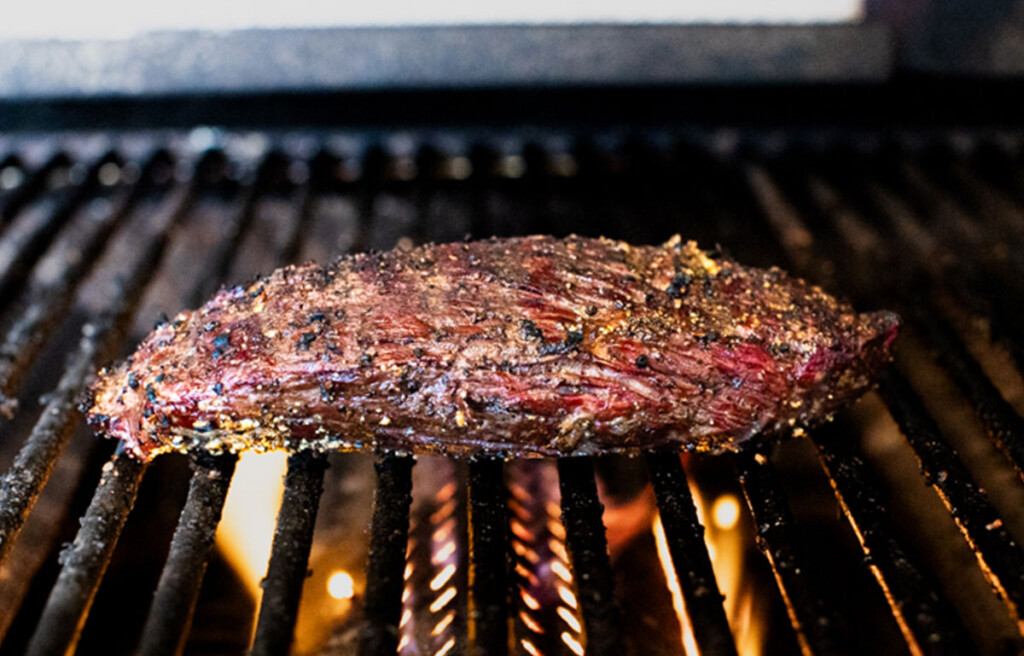 reverse seared teres major steak on the grill