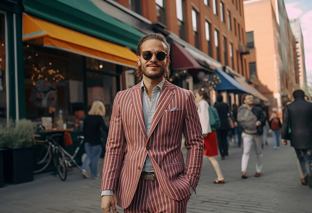 man in pinstripe suit