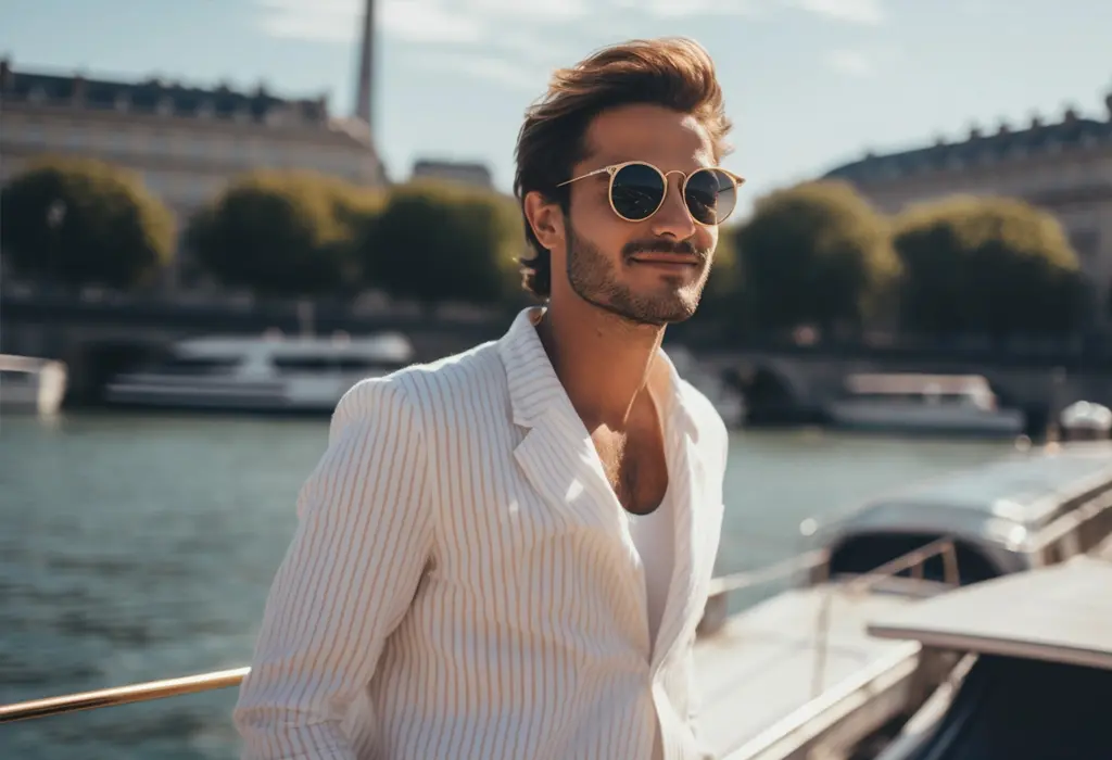 man in sports jacket with vertical stripes