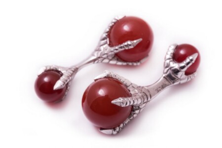 Silver cufflinks with carnelian balls