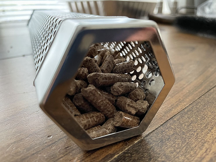 z grills tube smoker filled with pellets