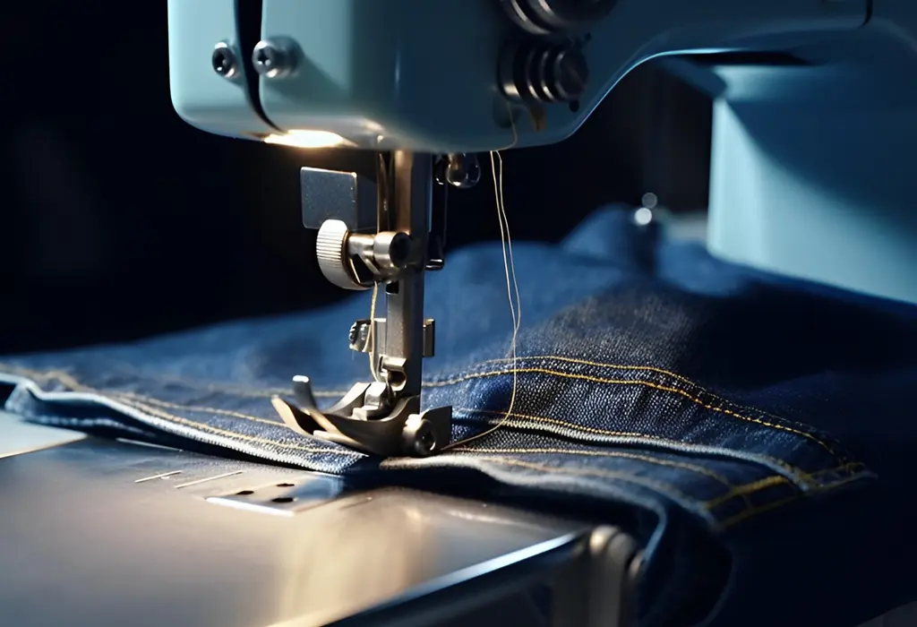 sewing machine with jeans