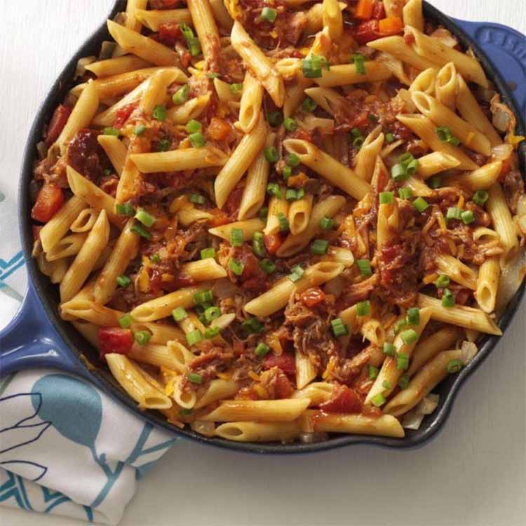 Barbecue Pork and Penne Skillet