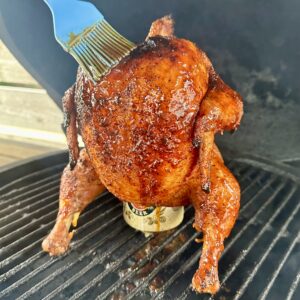 Saucy beer can chicken