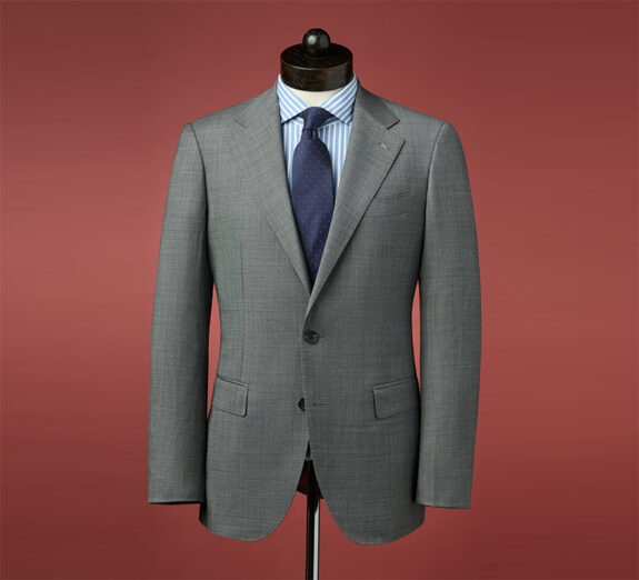 Spier and Mackay Medium Gray Super 110's Merino Wool Sharkskin Half-Canvas Suit