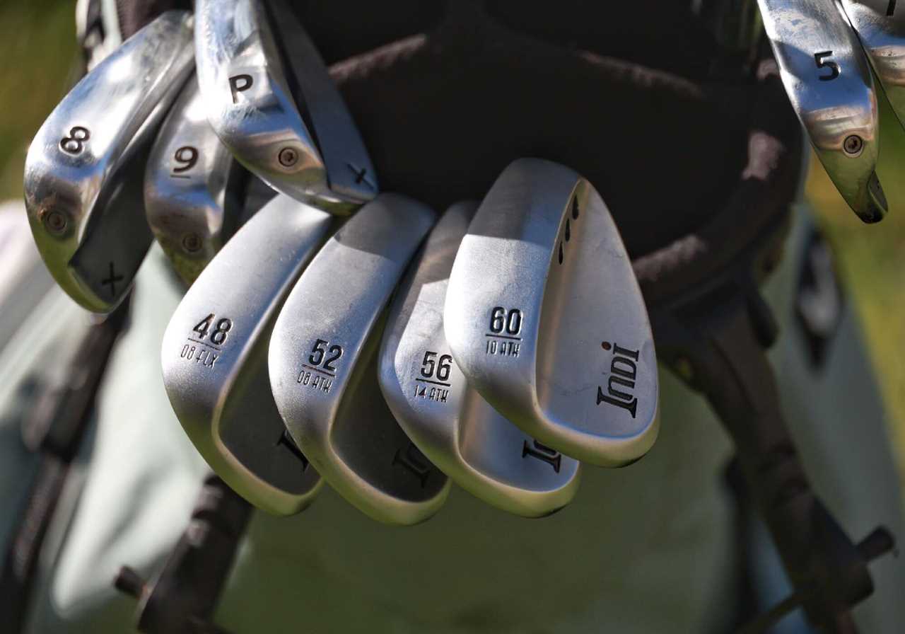 Closeup of indi golf wedges