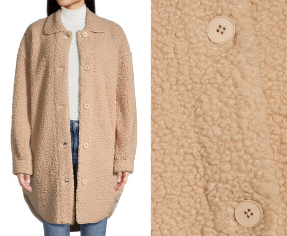 Oatmeal Faux Sherpa Jacket With Pockets