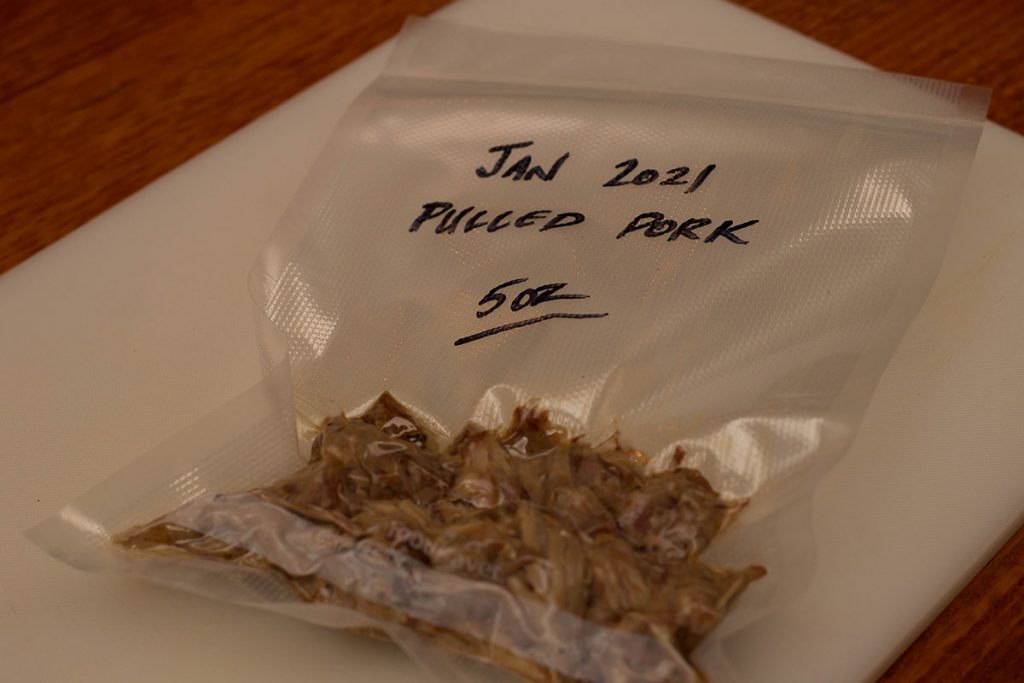 leftover pulled pork in a vacuum sealed bag