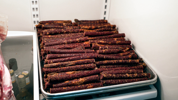 snack sticks blooming in fridge