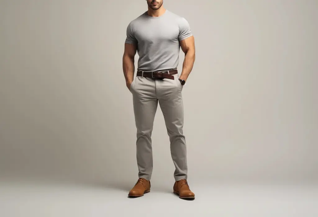 man wearing mismatching belt and shoes