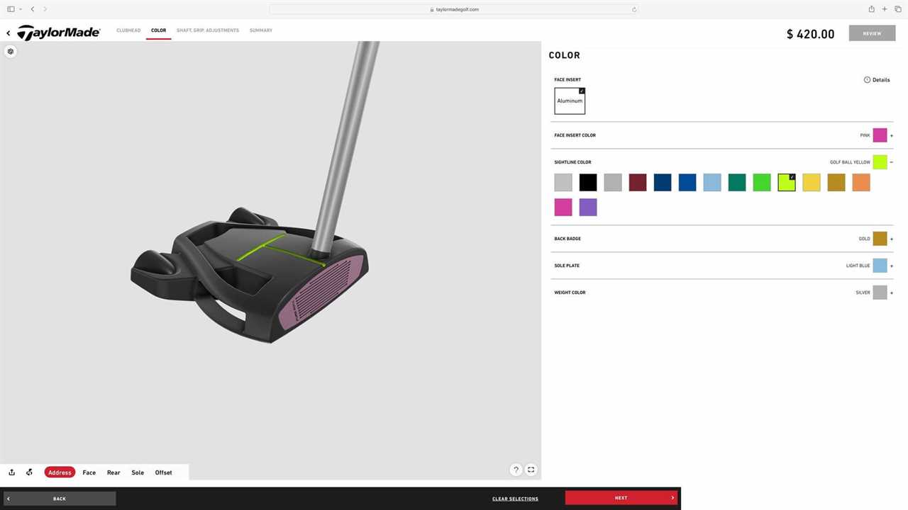 Taylormade MySpider Online Interface