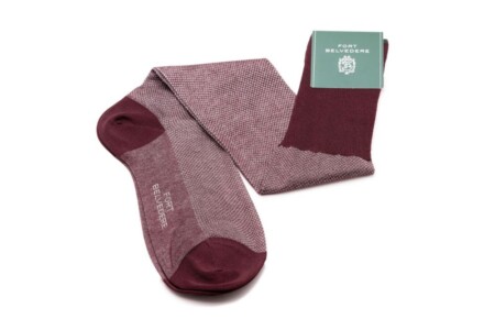 Burgundy Two Tone Solid Oxford Socks Fil d'Ecosse Cotton - Fort Belvedere