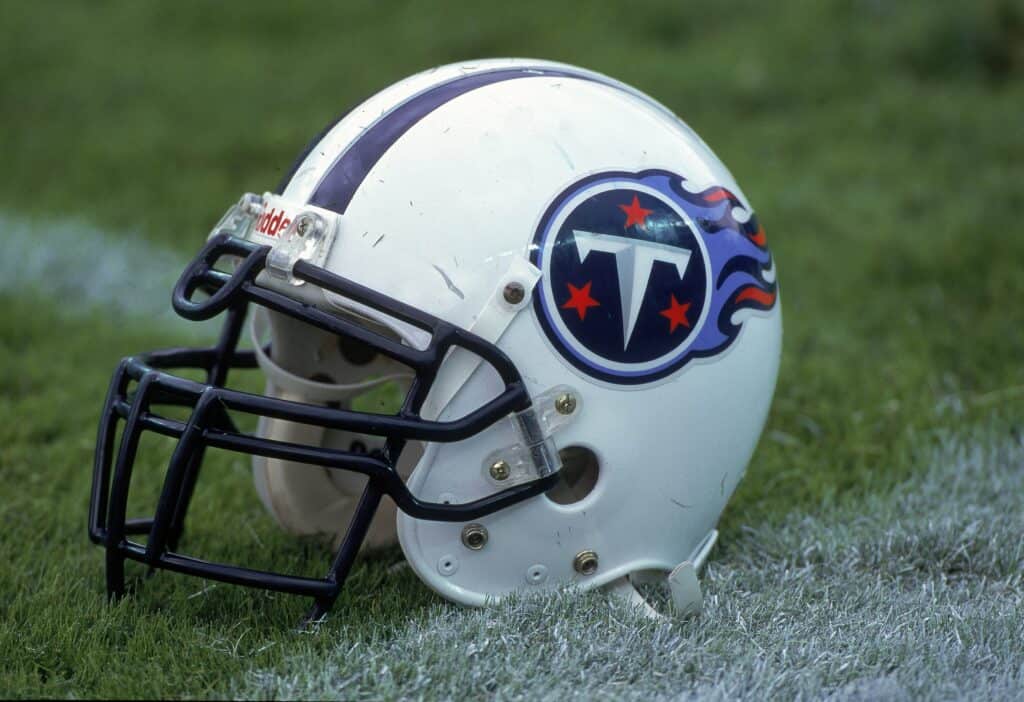 A general view of the Tennessee Titans helmet after the game against the Cincinnati Bengals at the Paul Brown Stadium in Cincinnati, Ohio. The Titans defeated the Bengals 23-