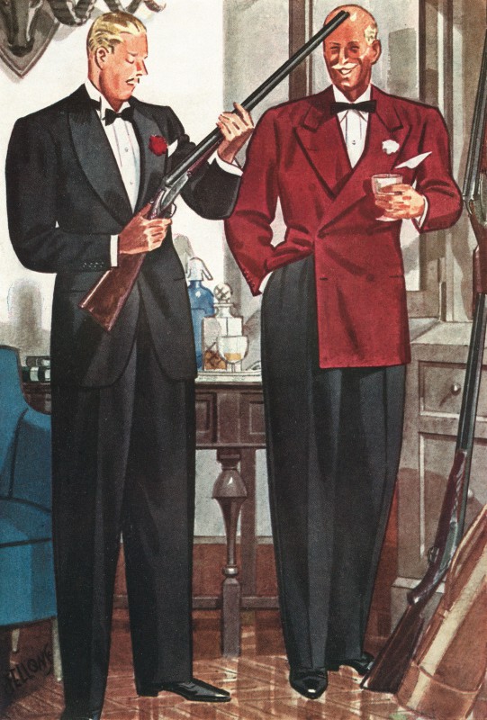 An illustration of a Burgundy dinner jacket