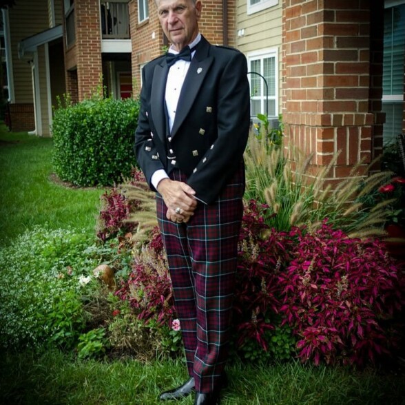 Scottish Lowland Evening Dress with tartan trousers