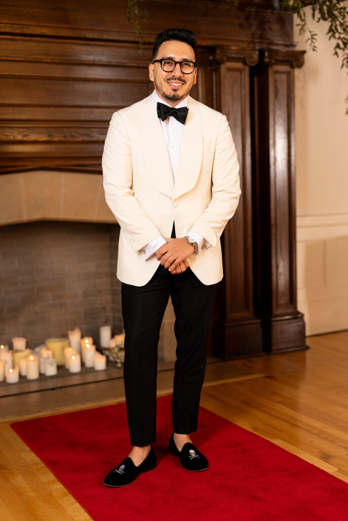 Black Tie worn with evening slippers