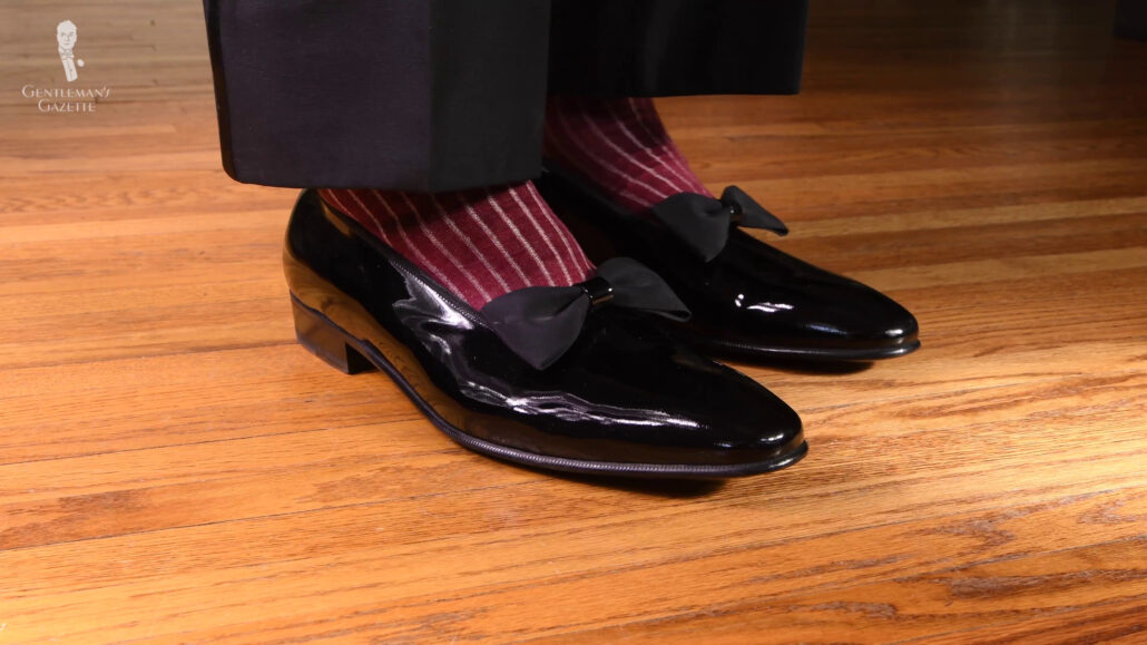 Patent leather is treated during the manufacturing process to achieve that glossy shine.