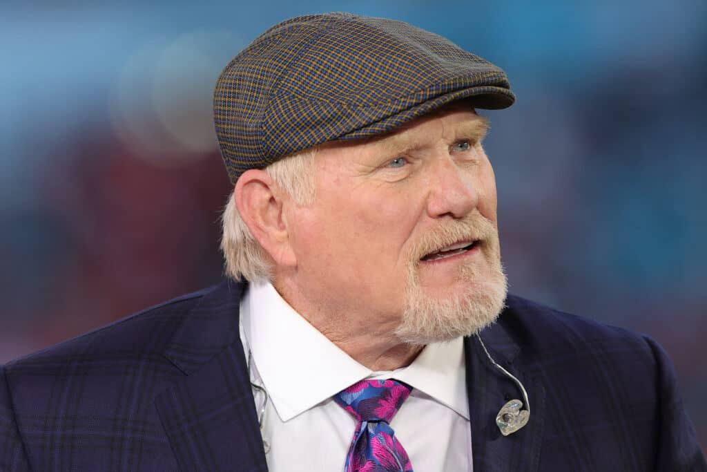 Fox Sports host and former NFL quarterback Terry Bradshaw looks on prior to Super Bowl LIV between the San Francisco 49ers and the Kansas City Chiefs at Hard Rock Stadium on February 02, 2020 in Miami, Florida.