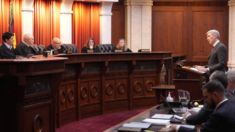 Attorney Eric Olson argues before the Colorado Supreme Court in Denver