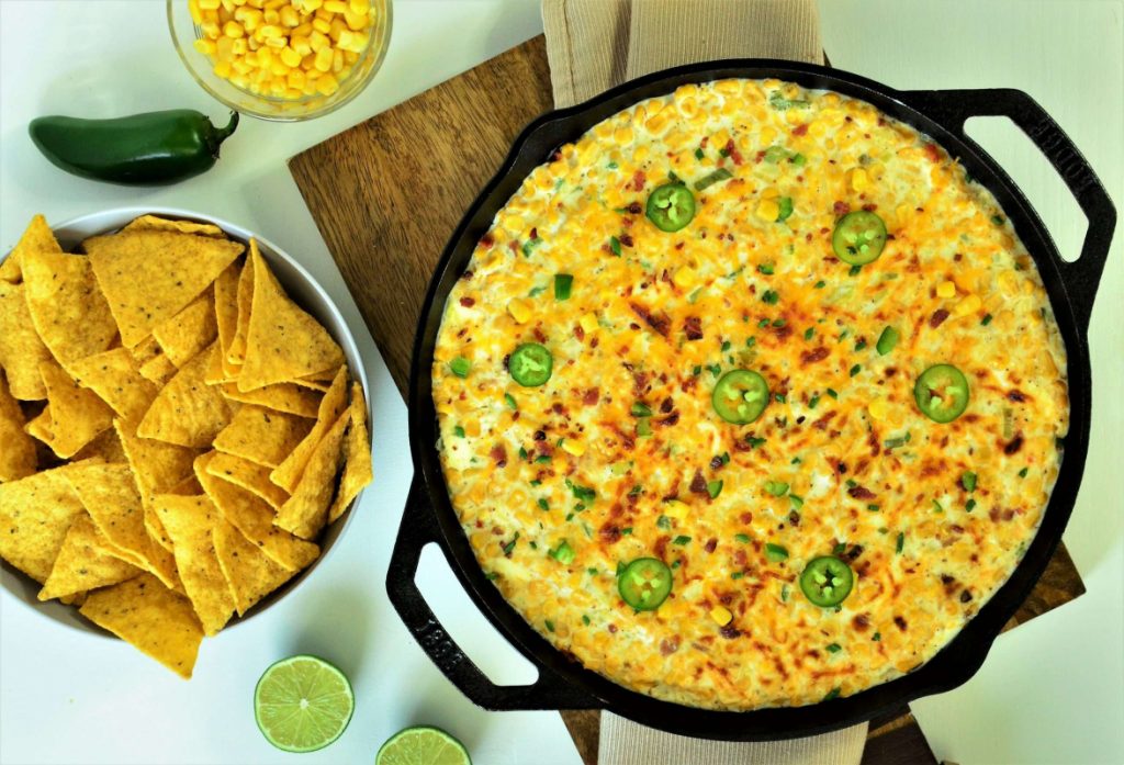 Jalapeno Popper Dip in cast iron skillet